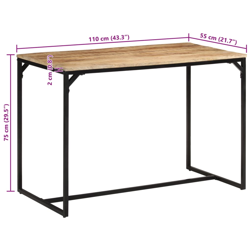 Tavolo da Pranzo 110x55x75 cm in Legno Massello di Mango Grezzo 374078