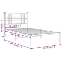 Giroletto con Testiera in Metallo Nero 90x200 cm 376317