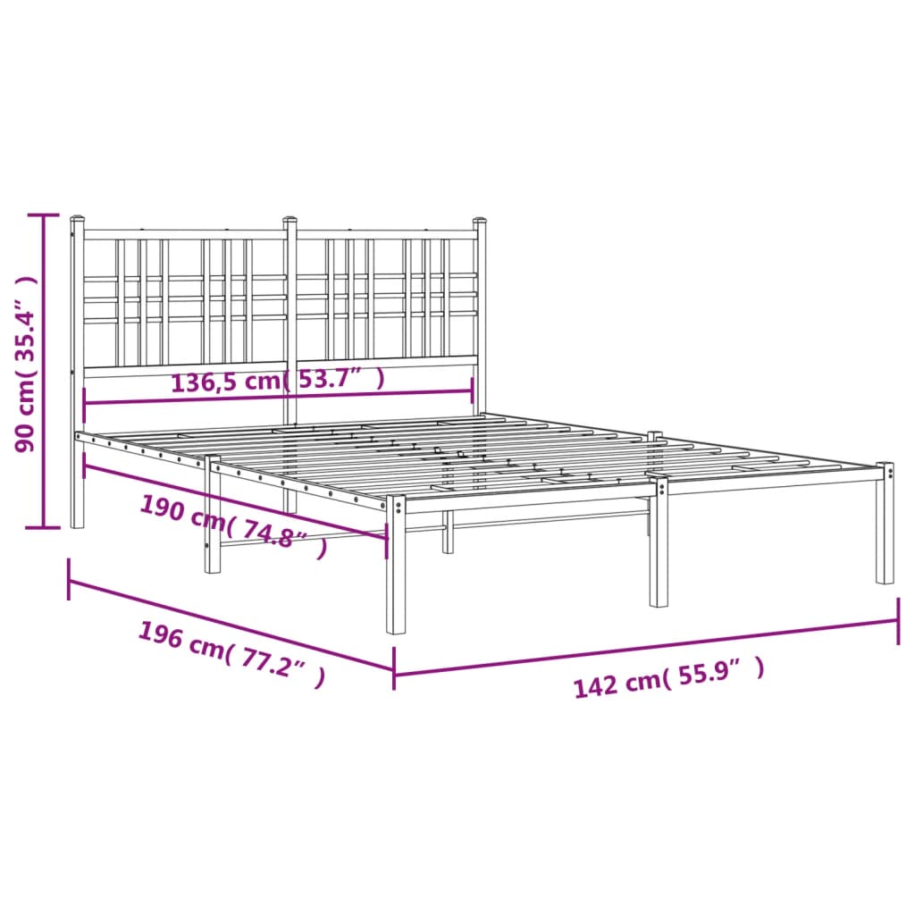 Giroletto con Testiera in Metallo Nero 135x190 cm 376323