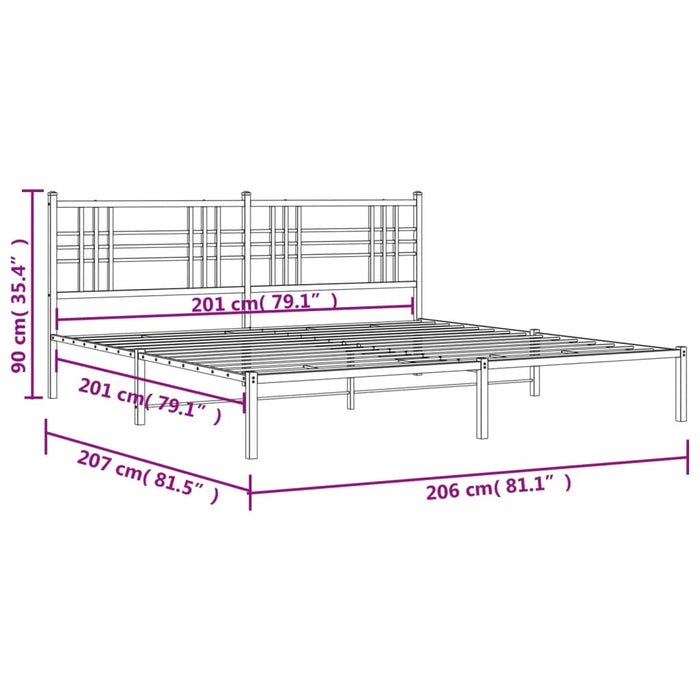 Giroletto con Testiera in Metallo Nero 200x200 cm 376331