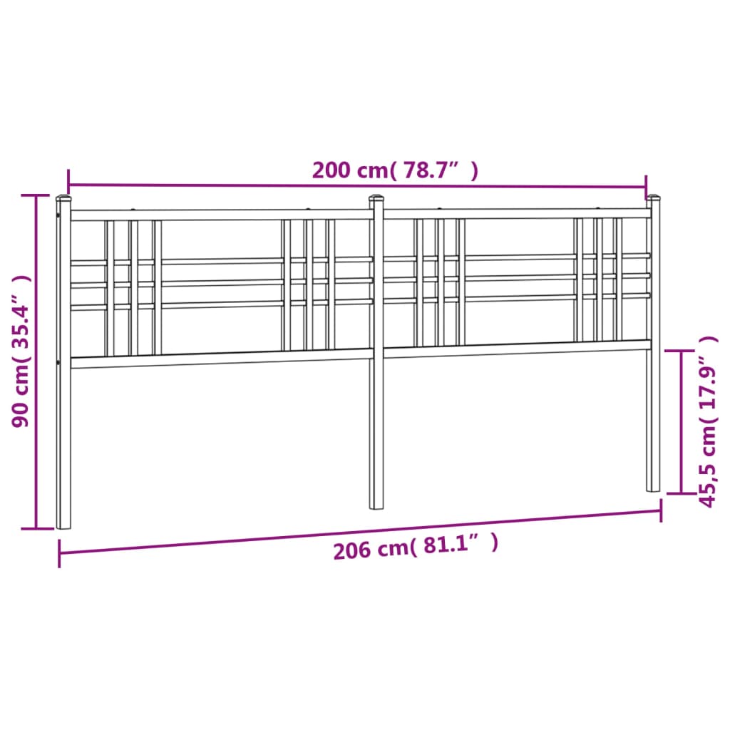 Testiera in Metallo Nero 200 cm 376362