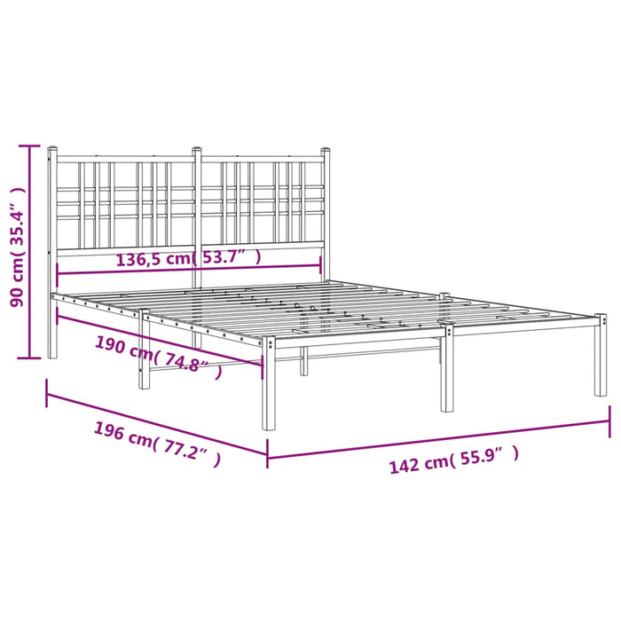 Giroletto con Testiera Metallo Bianco 135x190 cm 376372