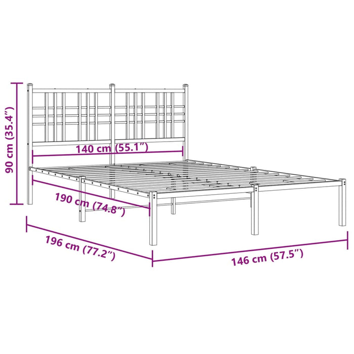 Giroletto con Testiera Metallo Bianco 140x190 cm 376373