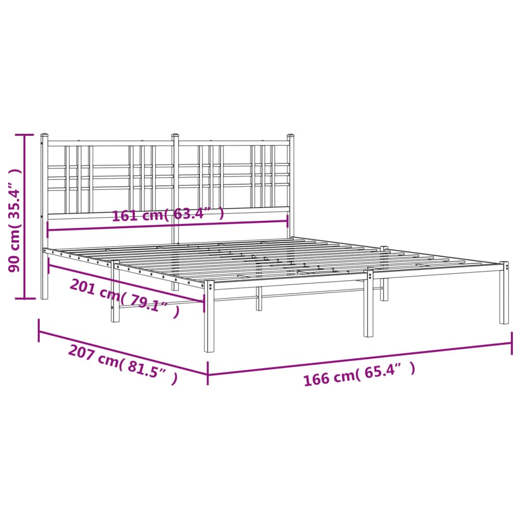 Giroletto con Testiera Metallo Bianco 160x200 cm 376376