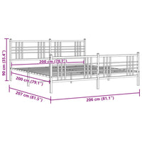 Giroletto con Testiera e Pediera Metallo Bianco 200x200 cm 376398