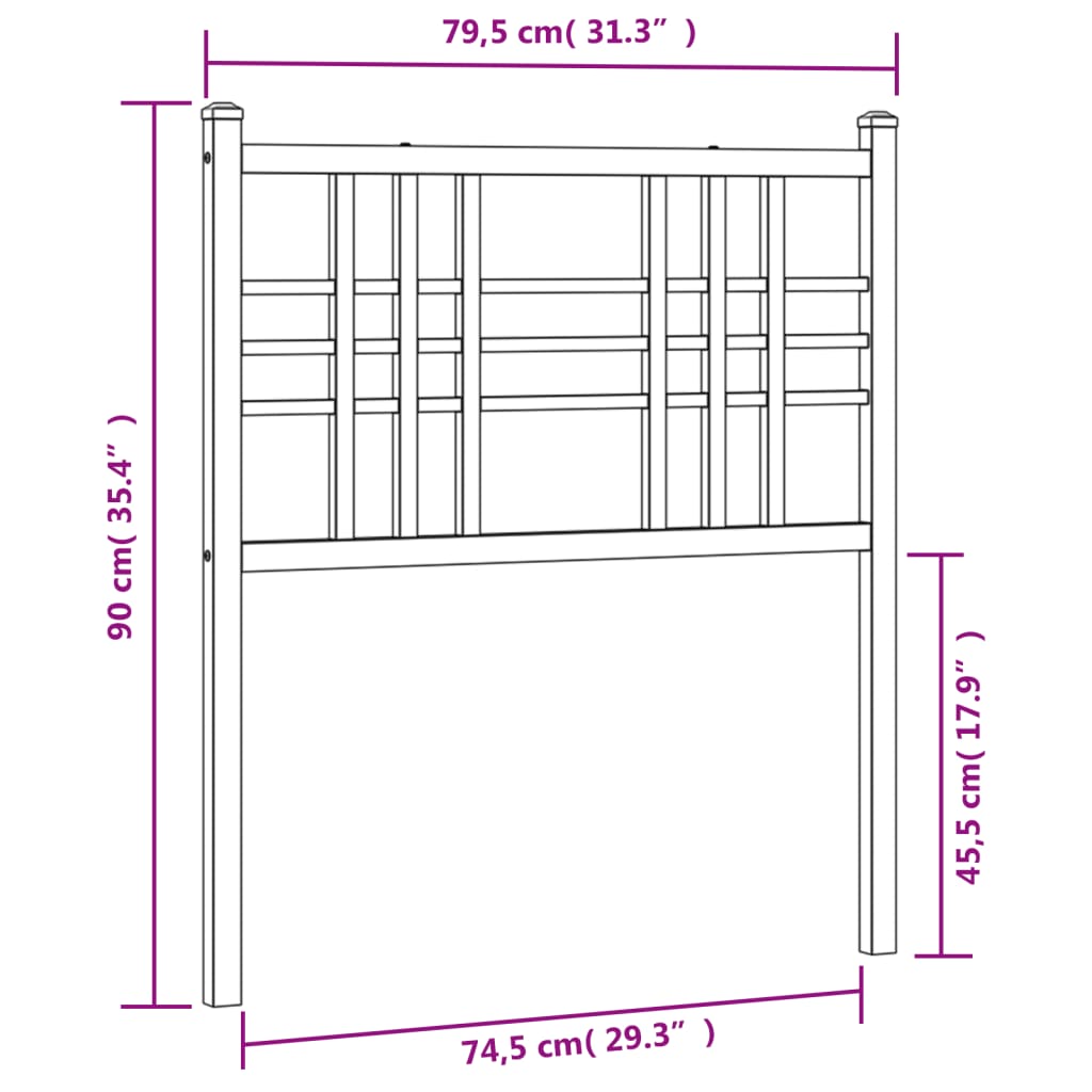 Testiera in Metallo Bianco 75 cm 376399