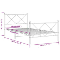 Giroletto con Testiera e Pediera Metallo Nero 100x200 cm 376515