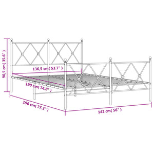 Giroletto con Testiera e Pediera Metallo Nero 137x190 cm 376519