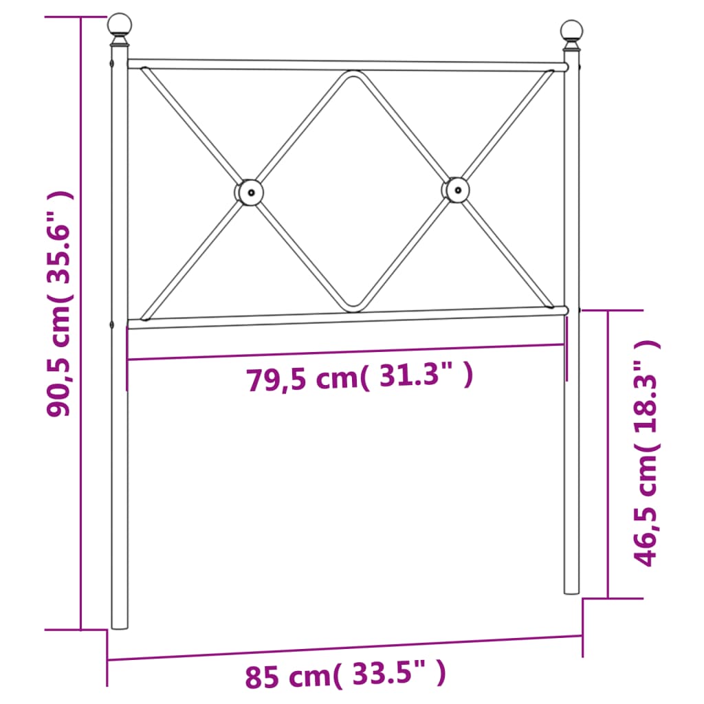 Testiera in Metallo Nero 80 cm 376529