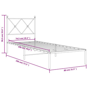 Giroletto senza Materaso con Testiera Metallo Bianco 75x190 cm 376541