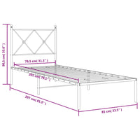 Giroletto con Testiera Metallo Bianco 80x200 cm 376542