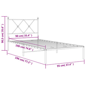 Giroletto con Testiera Metallo Bianco 90x190 cm 376543