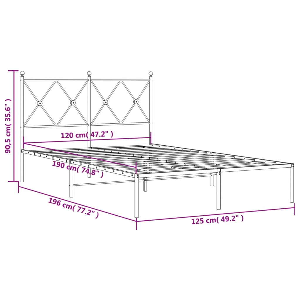 Giroletto con Testiera Metallo Bianco 120x190 cm 376548