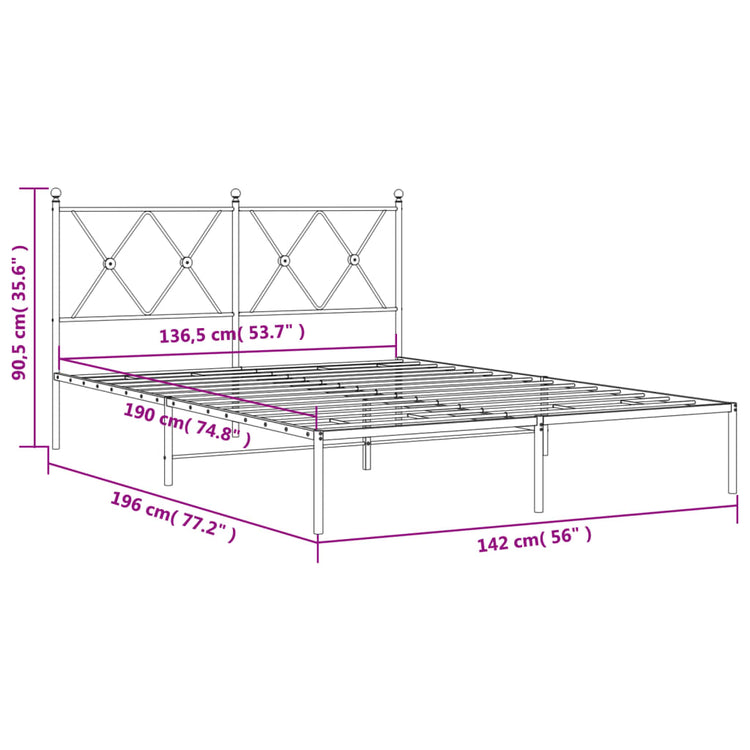 Giroletto con Testiera Metallo Bianco 135x190 cm 376550