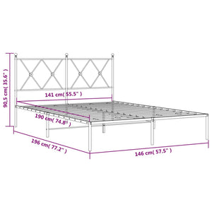 Giroletto con Testiera Metallo Bianco 140x190 cm 376551