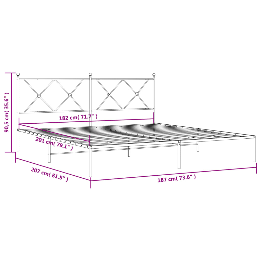 Giroletto con Testiera Metallo Bianco 180x200 cm 376555