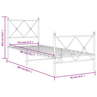 Giroletto con Testiera e Pediera Metallo Bianco 80x200 cm 376560