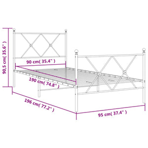 Giroletto con Testiera e Pediera Metallo Bianco 90x190 cm 376561