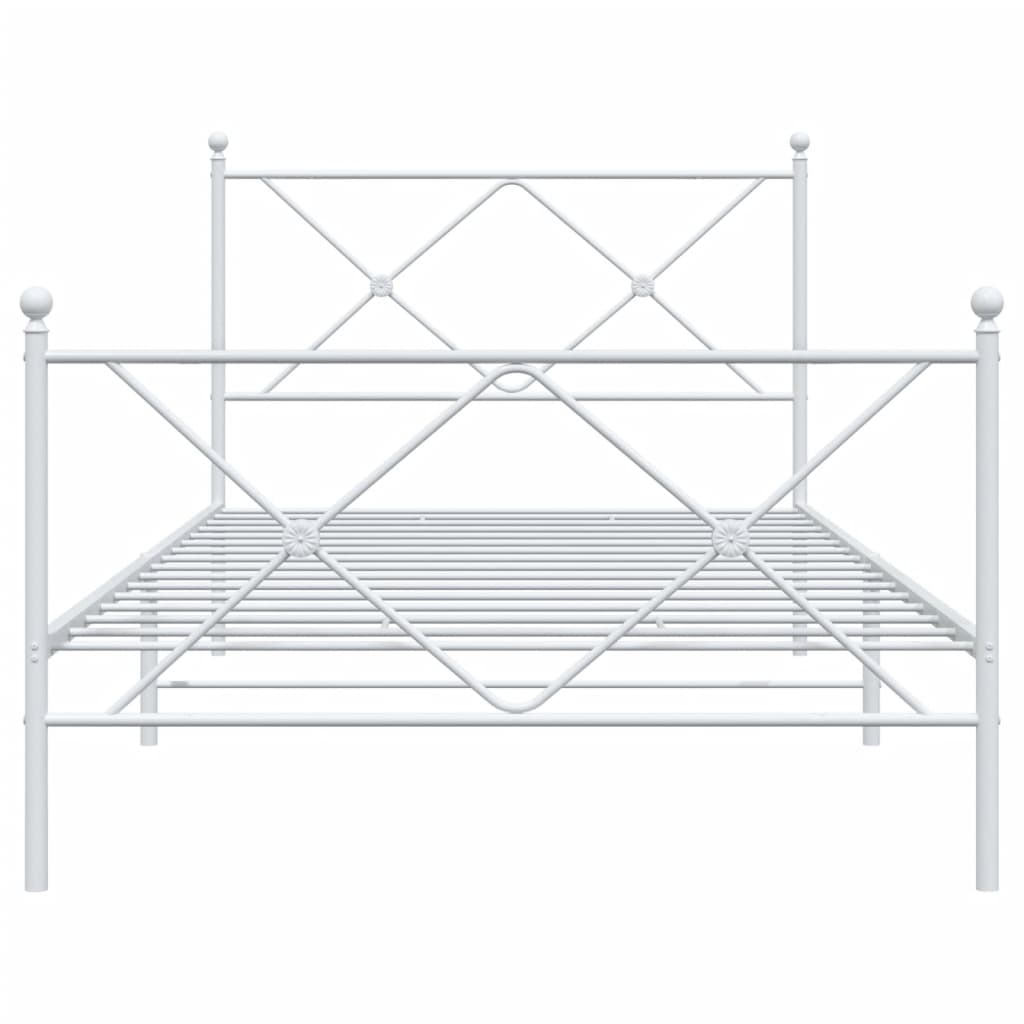 Giroletto con Testiera e Pediera Metallo Bianco 100x200 cm 376564