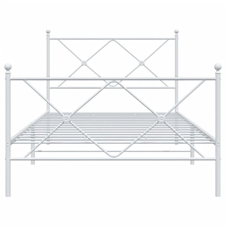 Giroletto con Testiera e Pediera Metallo Bianco 100x200 cm 376564