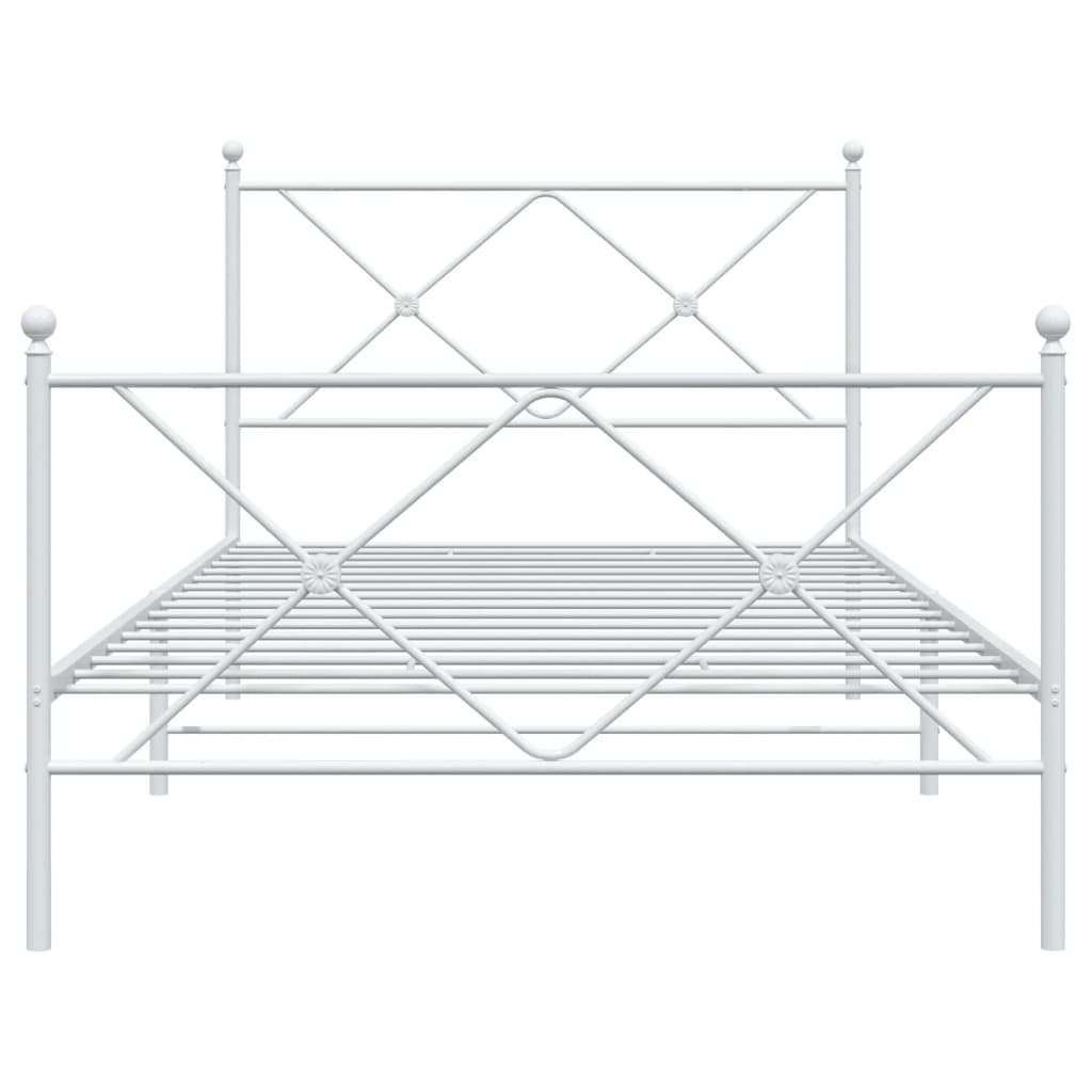 Giroletto con Testiera e Pediera Metallo Bianco 107x203 cm 376565