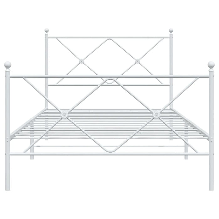 Giroletto con Testiera e Pediera Metallo Bianco 107x203 cm 376565