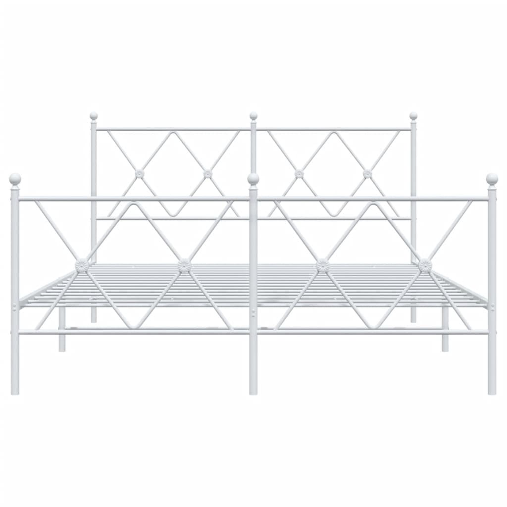 Giroletto con Testiera e Pediera Metallo Bianco 137x190 cm 376568