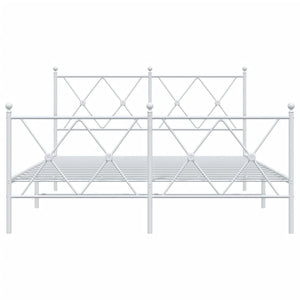 Giroletto con Testiera e Pediera Metallo Bianco 137x190 cm 376568