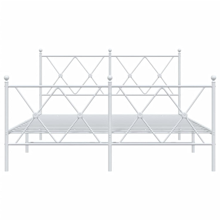 Giroletto con Testiera e Pediera Metallo Bianco 137x190 cm 376568