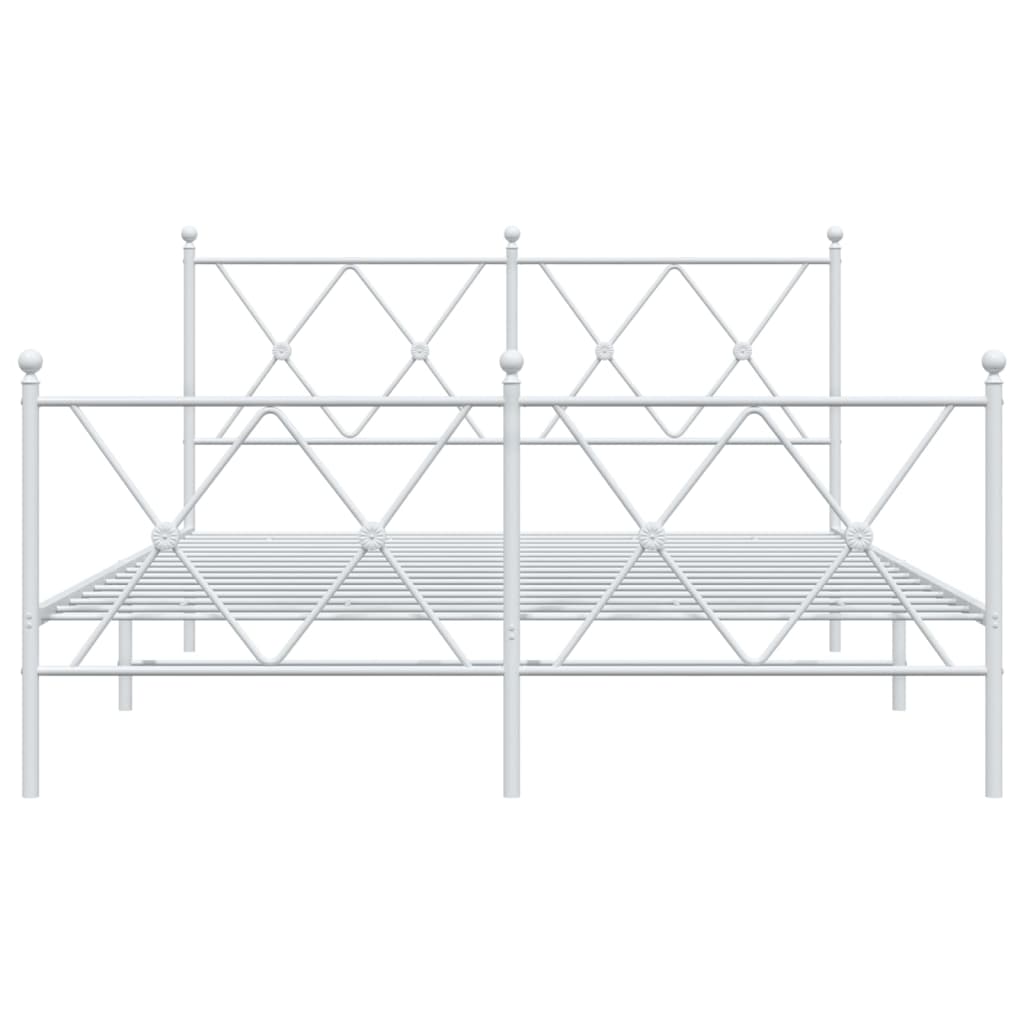 Giroletto con Testiera e Pediera Metallo Bianco 140x190 cm 376569