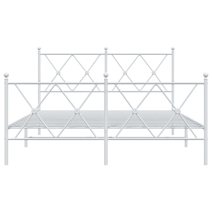 Giroletto con Testiera e Pediera Metallo Bianco 140x190 cm 376569