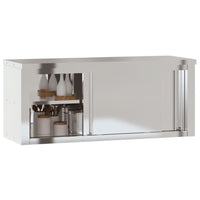 Mobile Cucina da Parete con Ante Scorrevoli in Acciaio Inox 376443