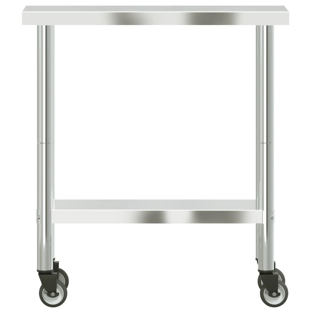 Tavolo da Lavoro Cucina con Ruote 82,5x30x85 cm in Acciaio Inox 376460