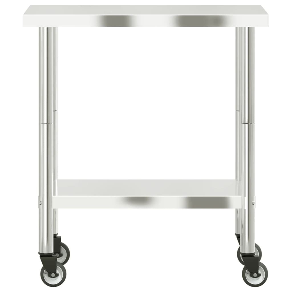 Tavolo da Lavoro Cucina con Ruote 82,5x55x85 cm in Acciaio Inox 376463