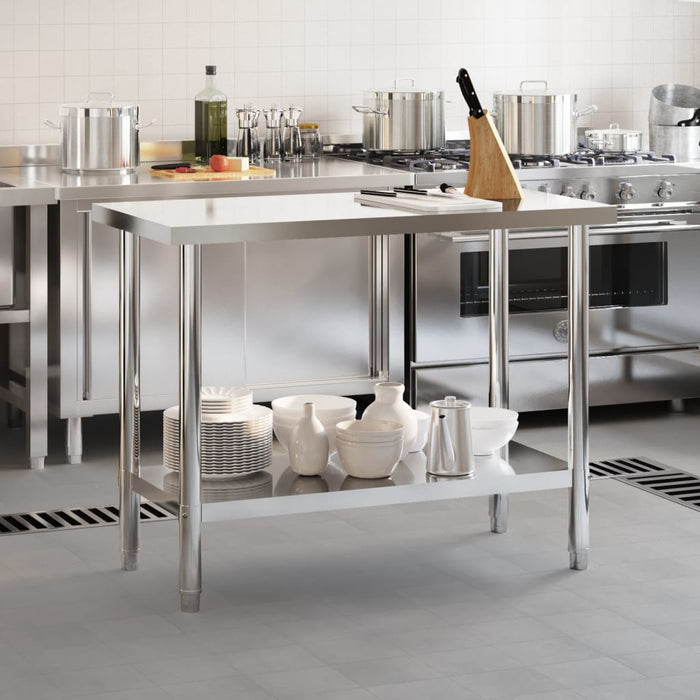 Tavolo da Lavoro da Cucina 110x55x85 cm in Acciaio Inossidabile 376465