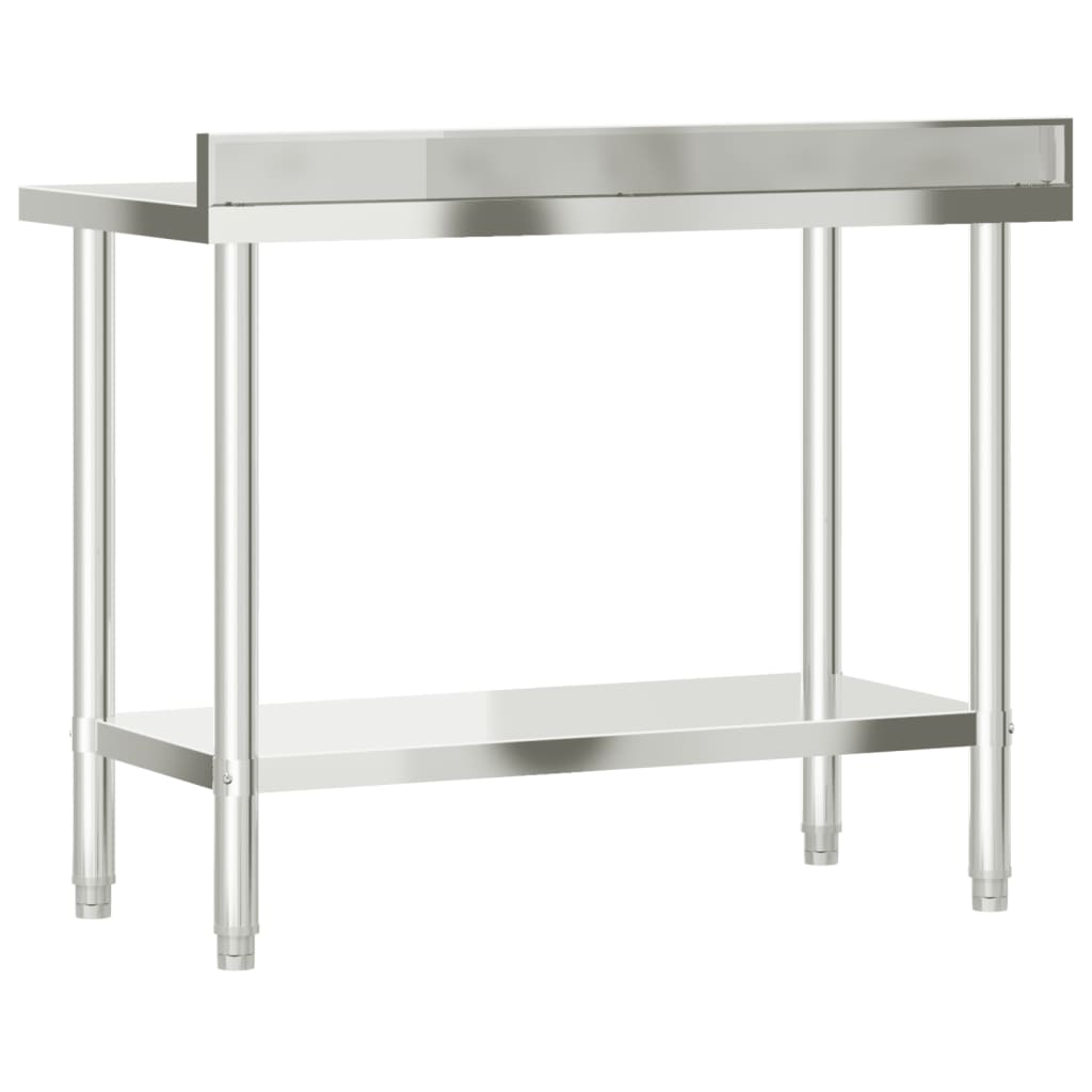 Tavolo Lavoro Cucina con Paraschizzi 110x55x93cm Acciaio Inox 376466