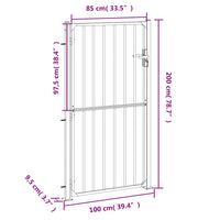 Cancello da Giardino 100x200 cm in Acciaio Inossidabile 376473