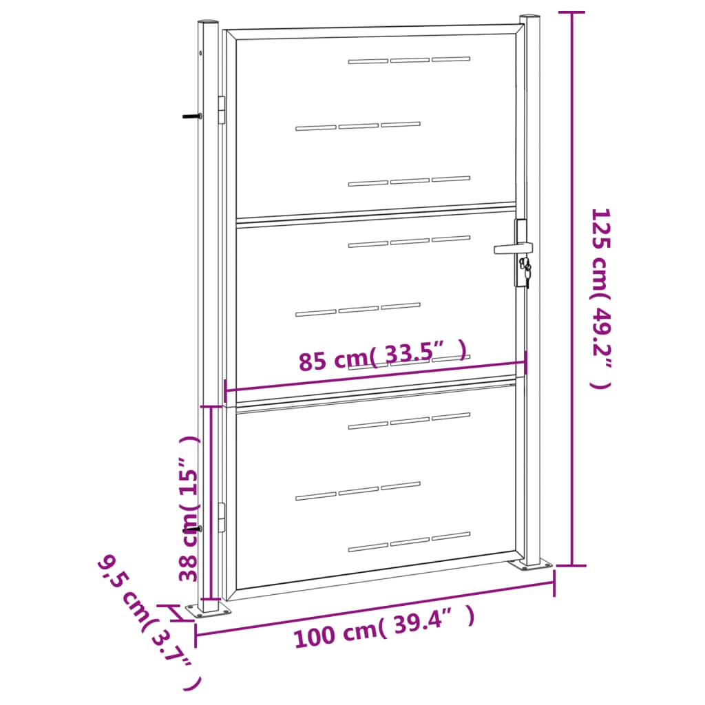 Cancello da Giardino 100x125 cm in Acciaio Inossidabile 376482