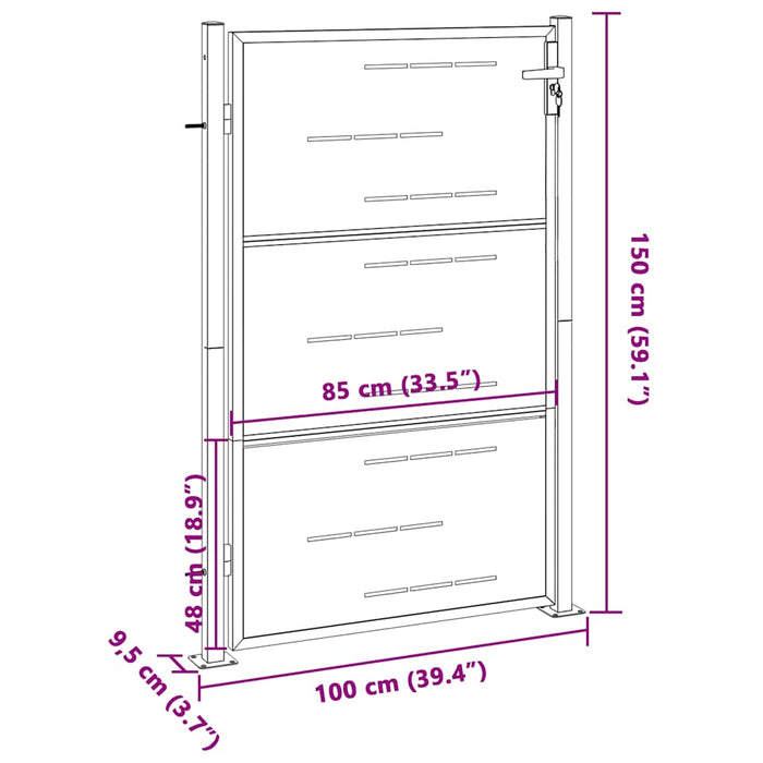 Cancello da Giardino 100x150 cm in Acciaio Inossidabile 376483