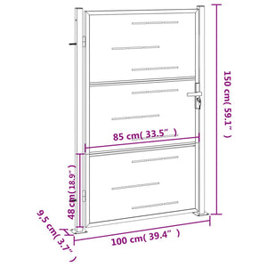 Cancello da Giardino 100x150 cm in Acciaio Inossidabile 376483