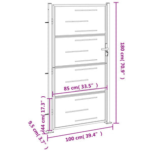 Cancello da Giardino 100x180 cm in Acciaio Inossidabile 376484