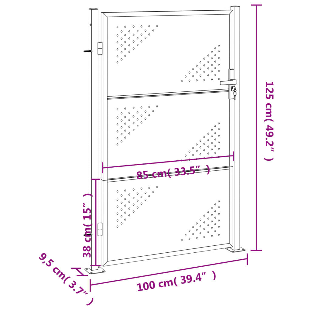 Cancello da Giardino 100x125 cm in Acciaio Inossidabile 376488