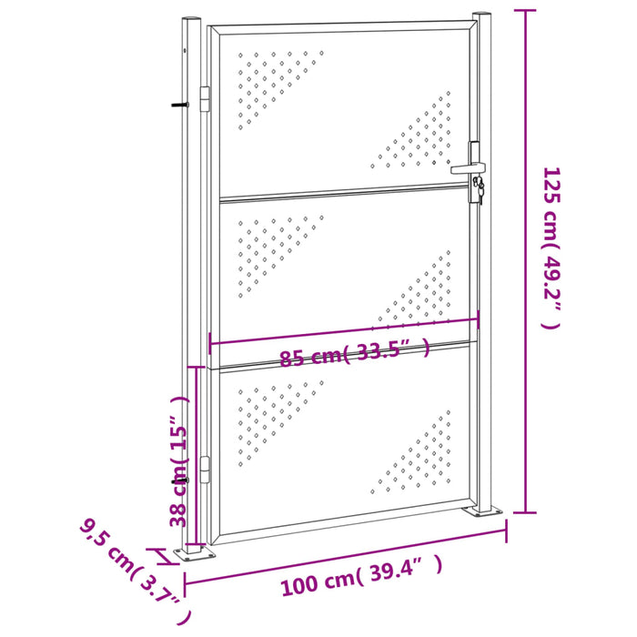 Cancello da Giardino 100x125 cm in Acciaio Inossidabile 376488