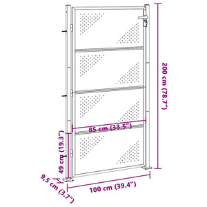 Cancello da Giardino 100x200 cm in Acciaio Inossidabile 376491