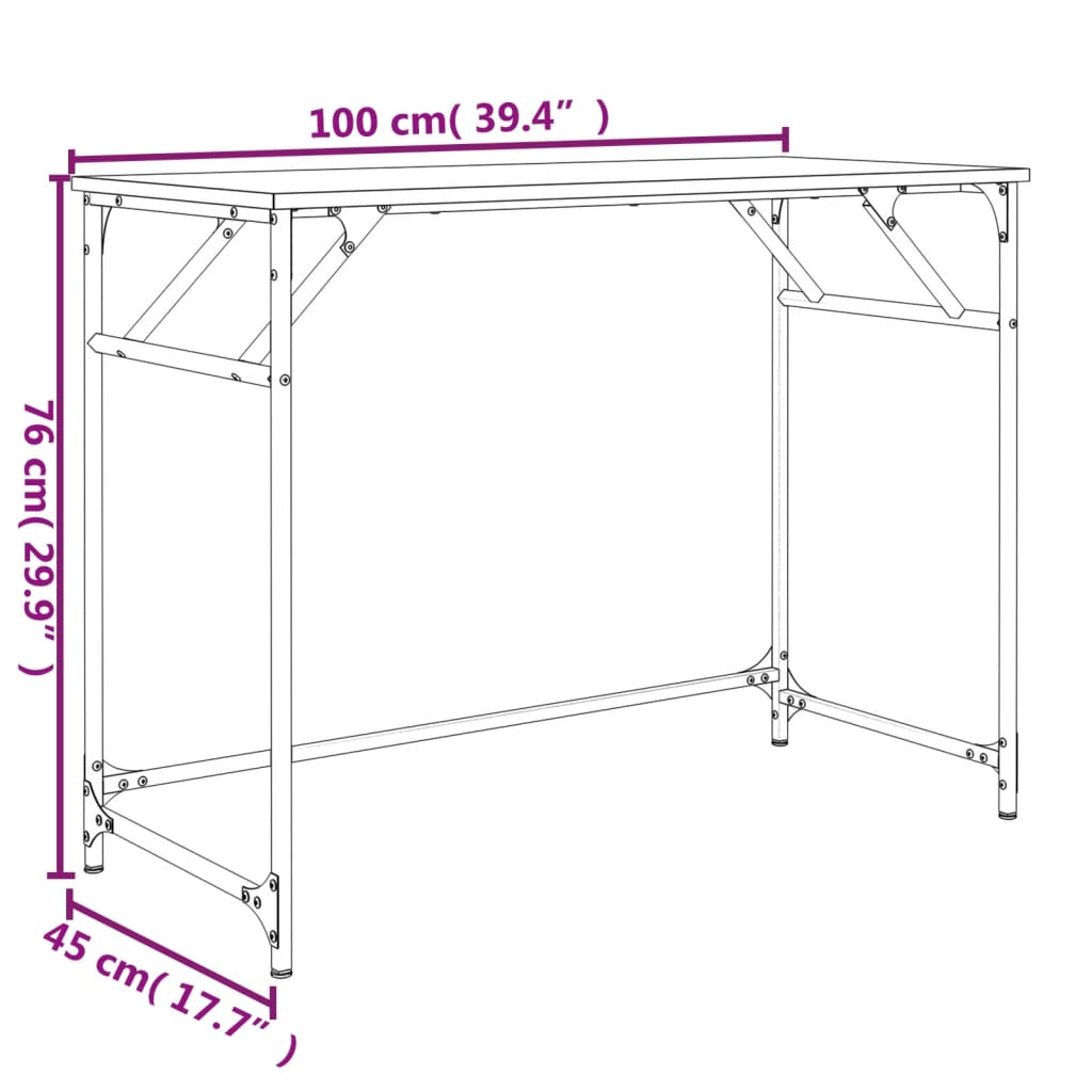 Scrivania Sonoma 100x45x76cm Legno e Acciaio Verniciato Polvere 842267