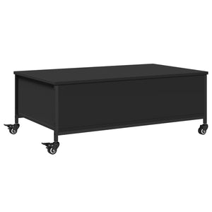 Tavolino Salotto con Ruote Nero 91x55x34 cm Legno Multistrato 842296