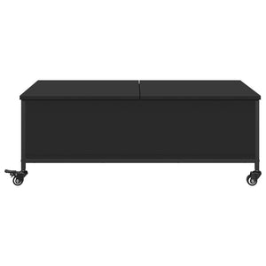 Tavolino Salotto con Ruote Nero 91x55x34 cm Legno Multistrato 842296