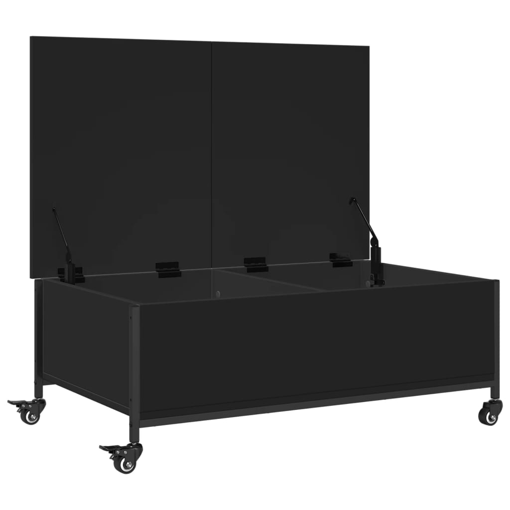 Tavolino Salotto con Ruote Nero 91x55x34 cm Legno Multistrato 842296