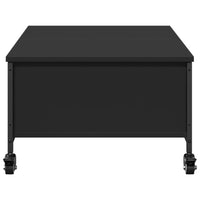 Tavolino Salotto con Ruote Nero 91x55x34 cm Legno Multistrato 842296