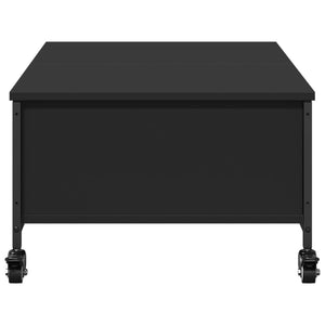 Tavolino Salotto con Ruote Nero 91x55x34 cm Legno Multistrato 842296